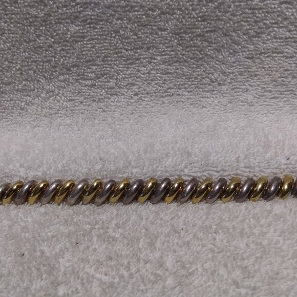 Fossil Silver Gold Half Circles Bangle Bracelet Good Usable Condition - Picture 4 of 7